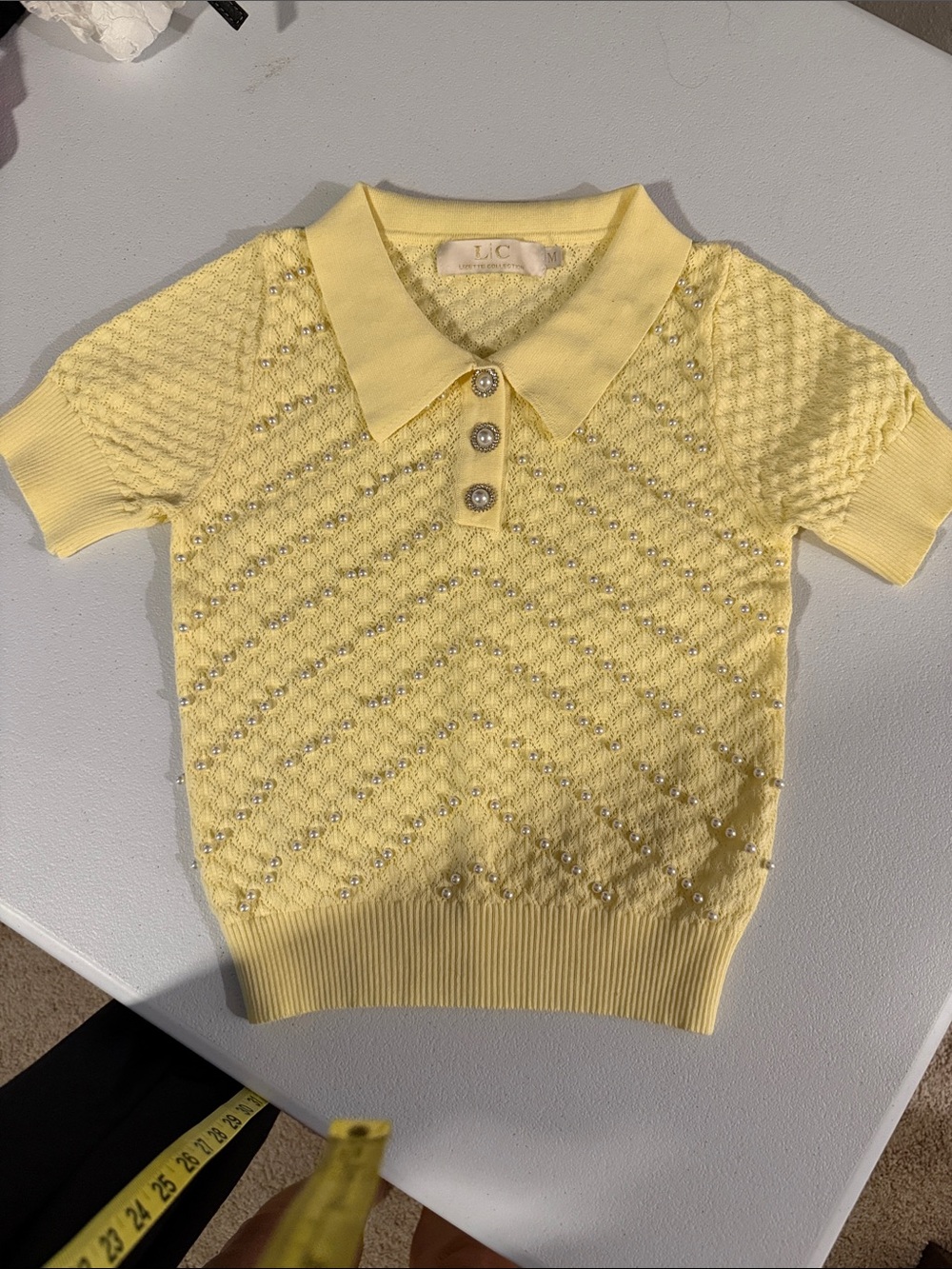 L.C. Girls' Yellow Embellished Knit Polo